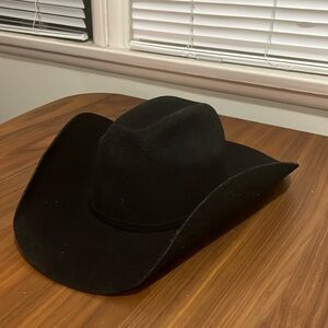Vintage Black Bullhide Black Cowboy Hat. 4X Wool. Made in Colombia. Size 7 3/8
